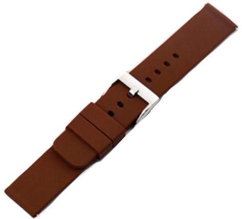 BR22 Silicone Watch Bands - Quick Release Straps - Choose Color & Width - 18mm, 20mm, 22mm - Soft Rubber (22mm, Brown)