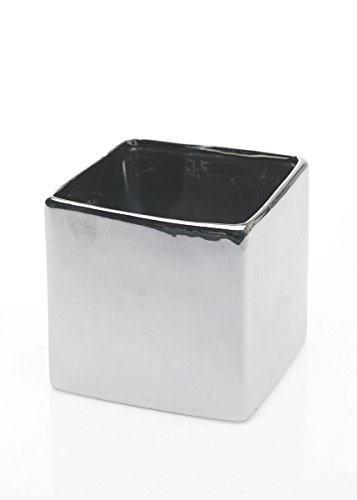 Amazon Com Afloral Ceramic Urban Square Vase In Shiny Silver