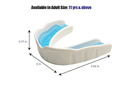 Coollo Sports Boil and Bite Mouth Guard DC Custom Fit Sport Mouthpiece for Karate, Martial Arts, Wrestling, Boxing, MMA (Free Case Included!) -Adult Size (Adult -Ages 11 & Above, Blue & White)