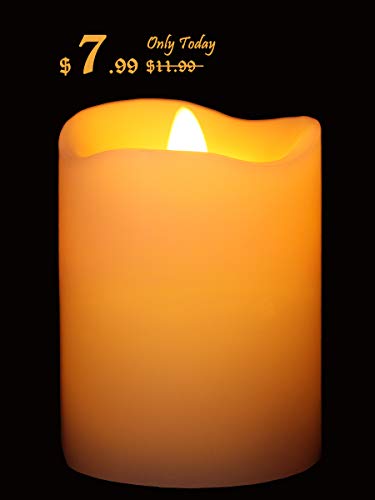 HoogaLife Flameless Candles Flickering Flame Effect (D 3.5" x H 4") Ivory Auto-Moving Wick, LED Pillar Candles Real Wax with Timer and Battery Operated and Remote to Buy Separately - Thumbnail 6