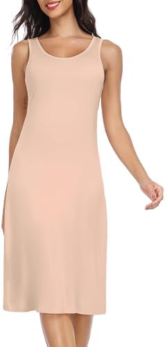 MANCYFIT Long Slips for Under Dresses Full Length Adjustable Spaghetti  Strap Nightgown Beige Small at Amazon Women's Clothing store