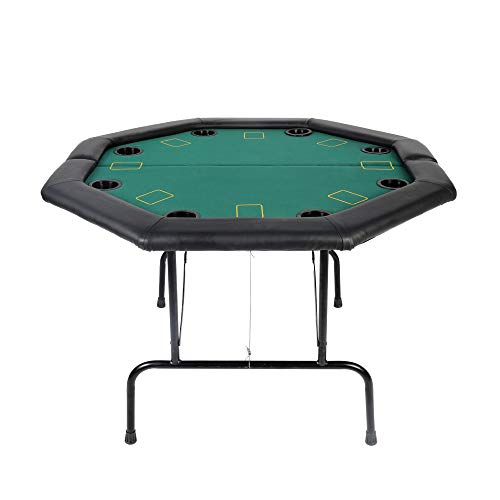 LUCKYERMORE-48-Folding-Poker-Table-Professional-8-Player-Casino-Poker-Table-wCup-Foldable-Leg-Octagon-Texas-Holdem-Poker-Mat-for-Blackjack-Club-Family-Games
