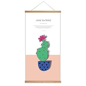Hanging Poster Wooden Framed Cactus Theme Home Wall Canvas Prints Ready to Hang - 18"x36"