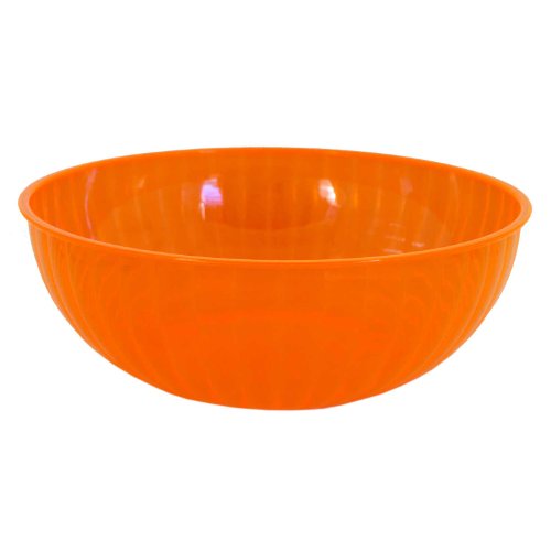 Party Essentials N192655 Heavy Duty Brights Plastic Large Serving Bowl, 192-Ounce Capacity, Neon Orange (Case of 6)