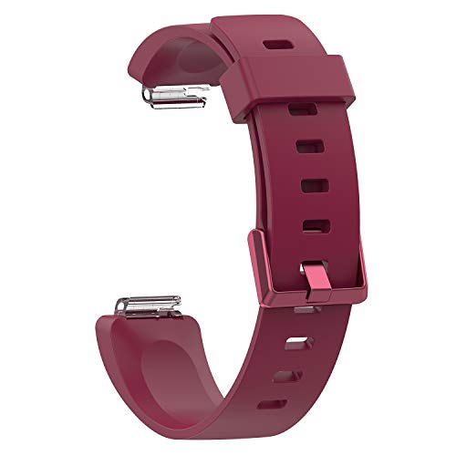 RuenTech Compatible for Fitbit Inspire Band/Inspire HR Bands Silicone Water Resistant Fitness Wristbands for Fitbit Inspire HR FitnessTracker (Sangria, Small)
