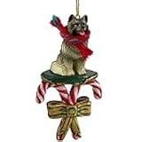 Keeshond Candy Cane Ornament