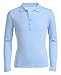 Nautica Girls' Uniform Long Sleeve Polo with Ruffle Placket,Light Blue,Medium(8/10)