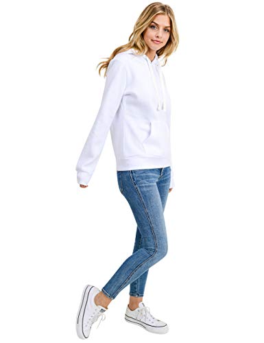 esstive Women's Basic Fleece Pullover Hooded Sweatshirt, White, X-Small