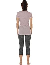 icyzone Camisas de entrenamiento para mujer - Yoga Tops Activewear Gym Camisas Running Fitness V-Neck Camisetas