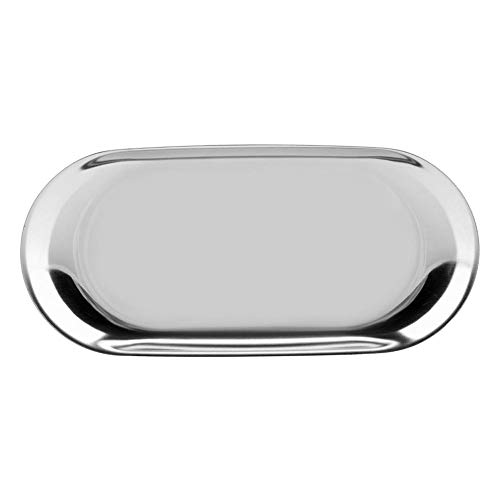 Serving Tray, Nordic Style Stainless Steel Storage Tray Cosmetics Jewelry Cake Plate for Home Office Desks(S-Silver)