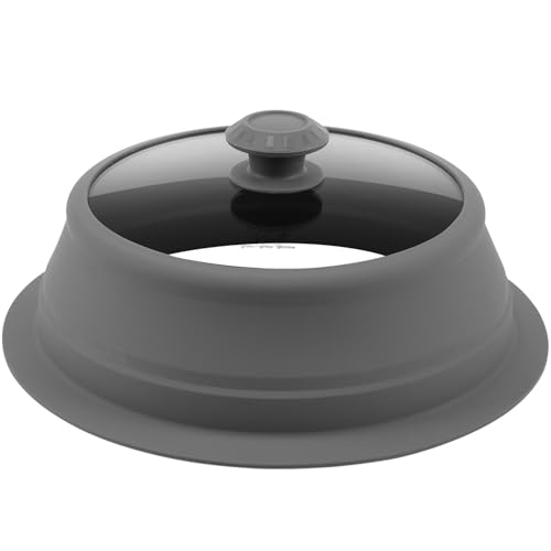 Collapsible Microwave Splatter Lid with Vented Tempered Glass Cover Wok Lid for Microwave Safe, Stockpot Steamer Pot Pan Round Bowl Plate 5" 6" 7" 8" 9" 10" Universal Multifunction Silicone Cover at Amazon