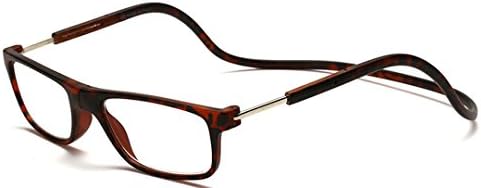 Adjustable Front Connect Reader Click Magnetic Reading Glasses Rectangle Tortoise 100