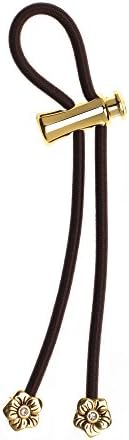 PulleezSliding Ponytail Holders Elastic Hair Tie Bracelet - Metal with Crystal (Flower with Crystal - Gold)