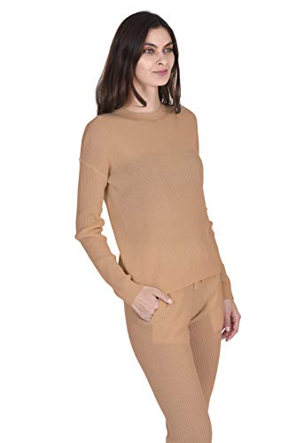State Cashmere Women's 100% Pure Cashmere Knitted Loungewear Crewneck Pullover Sweater (Sweater/Cammello, X-Large) - Thumbnail 2