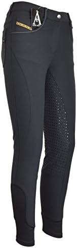 Bamboo Ladies Women Breeches | High Performance Functional Fabric | Silicon Patterned For Extra Grip | Soft Stretchy Black UK 10 (28-inch)