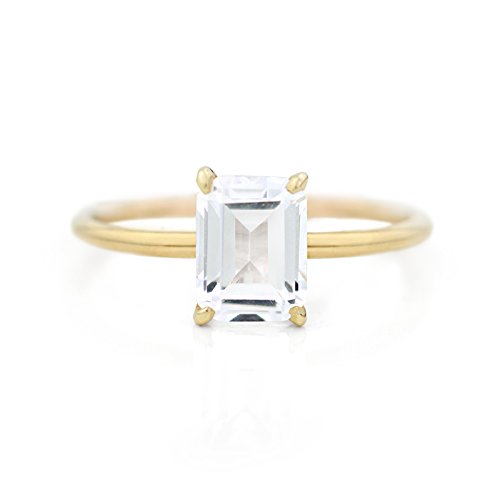 emerald cut white sapphire ring