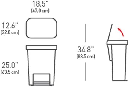 simplehuman CW1386CB 45L Rectangular Pedal Bin with Liner Pocket, Silent Soft Close Lid, Strong Wide Steel Pedal - Image 5