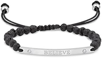 Aromatherapy Lava Affirmation Bracelets (BELIEVE, Silver)