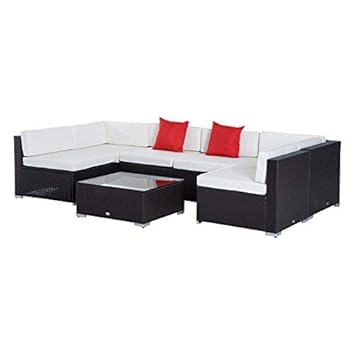 Amazon.com: Outsunny 80 Piece Outdoor Patio Rattan Wicker Sofa ...