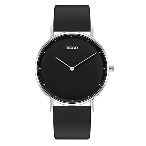READ Ultra-Thin Watches, Men's Business Watches, Men's Fashion Watches, Stainless Steel Case and Soft Silicone Strap, Japanese Quartz Movement, 30 Meters Waterproof, Unisex Watch