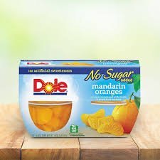 DOLE NO SUGAR ADDED MANDARIN ORANGES IN WATER SWEETENED WITH STEVIA &MONK FRUIT EXTRACTS 4-4 OUNCECUPS