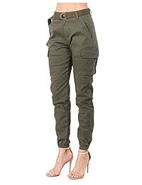 Pantalones de chándal para dama con cinturón y elastano