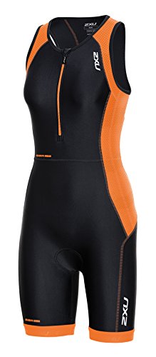 2XU Women's Perform Trisuit, Black/Sunburst Orange Print, Small