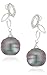 Amazon Collection 10-11mm Natural Color Circle Tahitian Cultured Pearl And White Topaz Leaf Sterling Silver Dangle Earrings