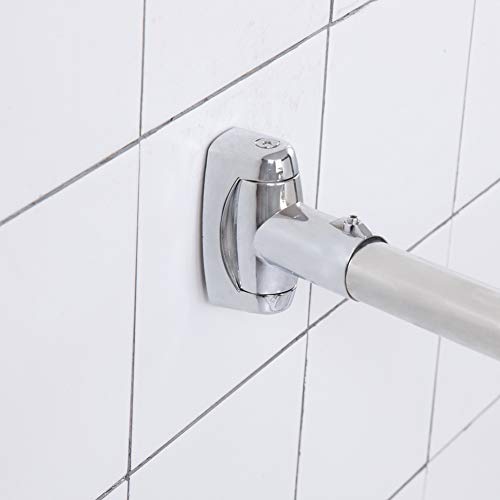 TENOVEL Rust Proof Adjustable Curved Shower Curtain Rod，50" - 72" Inch Shower Curtain Rod Adjustable Stainless Steel Bathroom Rod, Polished Chrome - Thumbnail 2