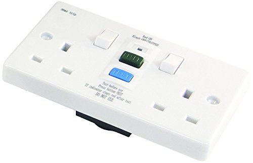 Europa Components RCD13ASS-AZ Plastic RCD 13A Double Socket Switched, Multi-Colour