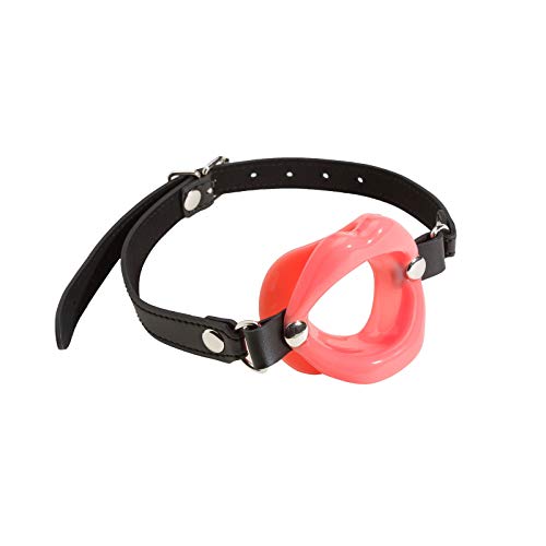 Beauty7 Silicone Soft Lips Shape Open O Ring Mouth Gag Adjustable PU Leather Belt Straps On BDSM Bondage Head Harness Restraints Gear Kits Fetish Couple Adult Oral Sex Game Toy Peach Pink