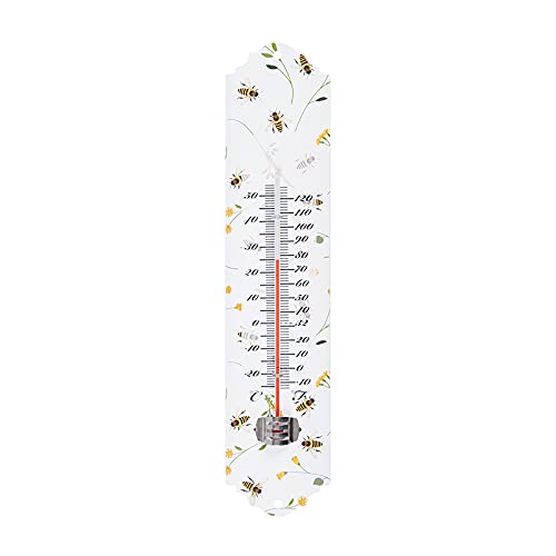 Fallen Fruits Bee Print Zinc Garden Thermometer