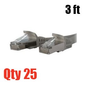 Cat5e Molded Network Patch Cable - Gray (3 Feet) - 25 PACK