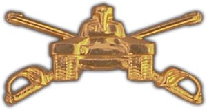 US Army Armored Tank with Crossed Sabres Lapel Pin