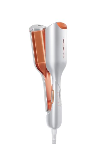 SHEGLAM Double Barrel Curling Iron 25 mm - Beach Waves, 5 Temperatures, Anti-Burn, Double Voltage
