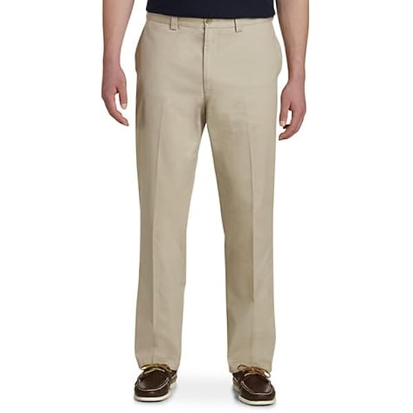 Harbor Bay by DXL Men's Big and Tall Elastic-Waist Pants Khaki x