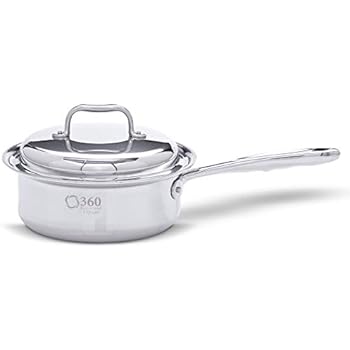 360 Stainless Steel Sauce Pan with Lid, Handcrafted in the USA, Surgical Grade Stainless Steel Saucepan, Induction Cookware, Waterless Cookware, Dishwasher Safe, Oven Safe, Professional Grade. 2 Quart