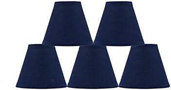 Styleware Set of 5 Indigo Cotton Chandelier Shade, 6-inch Bottom Diameter, 5-inch Height, Hardback, Clip on