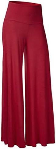 HaoMing Women Clothing HM Womens Comfy Wide Leg Palazzo Pants High Waist Lounge Pant Yoga Bungundy S