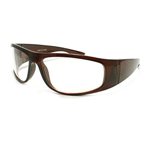 Mens Biker Eyeglasses Clear Lens Motorcycle Riding Glasses Brown