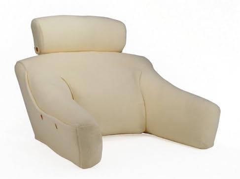 BedLounge (Small Size, Velour-Fleece Cover, Natural Color): The Ultimate Reading Pillow, Back Support Pillow, TV Pillow and More