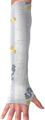 Aspen Trees Squirrels Snow Modern Grey And Yellow Arm Sleeves UV Protection For Men Women Youth Arm Warmers For Cycling Golf Baseball Basketball