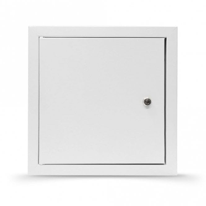 Metal Access Panel Inspection Door with Picture Frame Gloss White - Conceals Pipe, Meters, Wires - Fuse, Plasterboard Cover Box - Non Fire Rated (290x290mm (in 250x250mm))