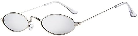 BOLANQ Fashion Mens Womens Retro Small Oval Sunglasses Metal Frame Shades Eyewear (G, Free Size)