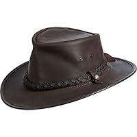 Overland Sheepskin Co Traveler Crushable Leather Outback Hat Dark Chocolate