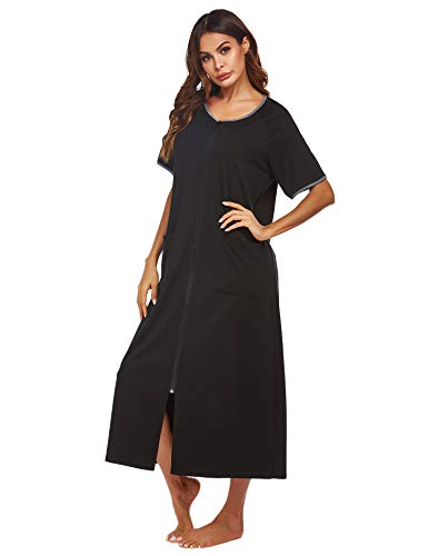 3 Ekouaer+Zipper+Housecoat+Pockets+Loungewear