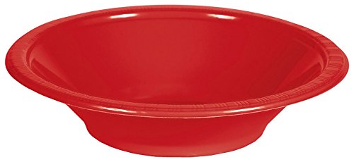 Creative Converting 28103151 20 Count Touch of Color Plastic Bowl, 12 oz, Classic Red