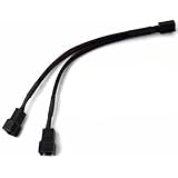 3-Pin Fan Cable Y Splitter Extension with Black Sleeving & Black Connectors (6" Length)