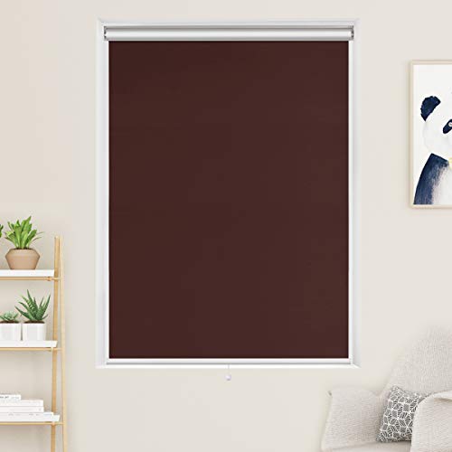 Acholo Blackout Roller Shades Black Roller Blinds for Windows 27inch x 72 inch, Cordless Window Roller Shade for Home, Dark Chocolate