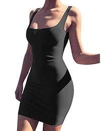 GOBLES Vestido de verano informal sin mangas, para mujer, mini vestido sexy para club, bodycon